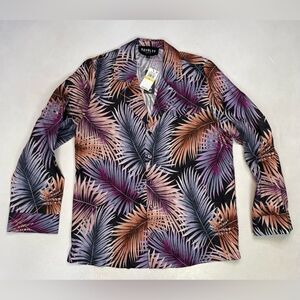 Royalty By Maluma All Over Print Palm Trees Shirt Men Medium Long Sleeve NWT